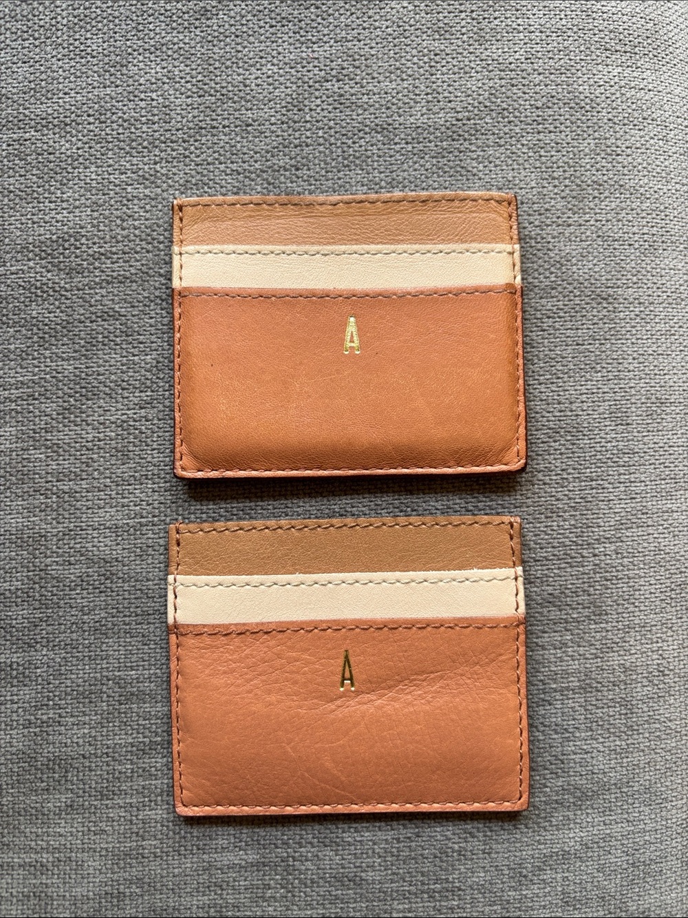 Two Leather Madewell Cardholders with “A” Monogram